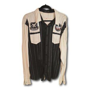 Apricottree Mens Shirt Striped Embroided Button Down Shirt Size: XXL